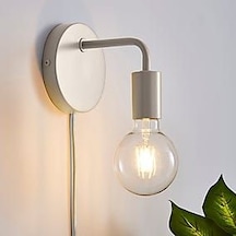 Rsylight Retro Metal Rustik Kablolu Anahtarlı Beyaz Duvar Aplik Beyaz