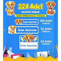 Sevimli Köpek Temalı Okul Kreş Kişiye Özel İsim Etiket Seti - Model 418 Çok Renkli
