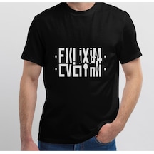 Flood Of Style Erkek Siyah Eviliyim Yazılı Katlamalı Oversize T-shirt