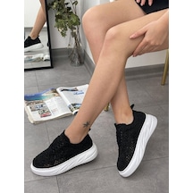 Erva'nın Butiği Siyah Dantel Lace Bağcıklı Kadın Sneakers-5404