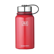 Am Anmao Açık Spor Su Isıtıcı, 1500ml Kapasiteli Paslanmaz Çelik Termos, Kırmızı Kırmızı