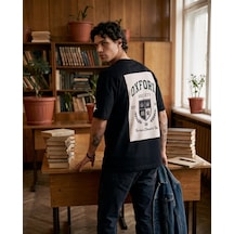 Black Nova Oversize Baskılı Unisex Tişört Oxford Club Black Siyah