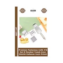 Premium Paslanmaz Çelik 4'lü Set El Rendesi Yemek Aracı Günlük Kullanım Çeyiz Ürünü Çok Renkli