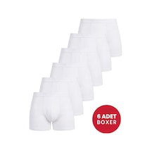 Hadpols Ev Giyimi Alt Giyim Türü Erkekler İçin 6'lı Paket Erkek Pamuklu Likralı Esnek Kumaş Beyaz Boxer
