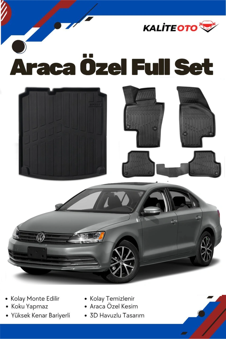Volkswagen Jetta 2012 Model Yumuşak Paspas+cepsiz Bagaj Havuzu Seti