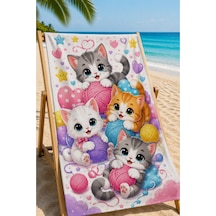 Plaj Havlusu Çocuk Koleksiyonu Premium Özel Tasarım Hızlı Kuruyan Mikrofiber Havlu 75x150 Cm Bej