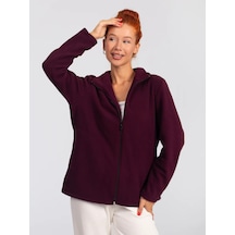 Domtrik Fermuarlı Sıcak Fleece Sweatshirt 300911856 Şarap Rengi
