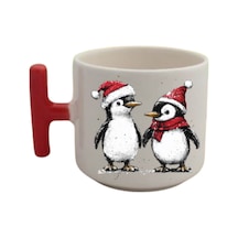Yılbaşı Penguenleri Baskılı Kahve Bardağı Kupa Bardak Yılbaşı Yeni Yıl Hediyesi Beyaz