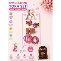 13'lü Set + Çok Renkli + Meyveli Ayıcık + Klipsli Ve Lastikli Toka Seti E