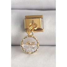 316l Çelik Gold Renk Sallantı Zirkon Taşlı Balina Model Charm - Özel Seri Bzsurn010347 Altın