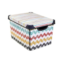 Style Box Colored Zigzag Oyuncak Saklama Kutusu - 20 Litre Mor Çok Renkli