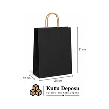 25x31x12 Cm Kraft Siyah Poşet 25 Adet