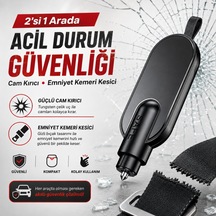 Polham 2in1 Anahtarlıklı Araç İçi Acil Durum Cam Kırıcı Ve Emniyet Kemeri Kesici Kompakt Oto Güvenlik Aparatı
