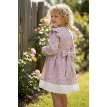 Ketbaby Çiçek Desenli Fisto Elbise 2-8 Yaş Pink Pink