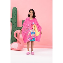Özdilek Barbie Sea Lisanslı Kadife Çocuk Panço 4/9 Yaş 410930 Pembe