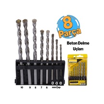 Beton Delme Matkap Ucu Set 8 'li Paket Betonarme Prekast Duvar Delme 3 4 5 6 7 8 9 10 Mm Çap
