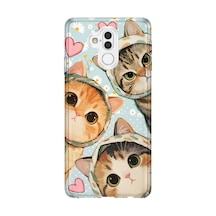 Huawei Mate 20 Lite Uyumlu Baskılı Şeffaf Telefon Kılıfı Koleksiyon: Kawaii Cat 8