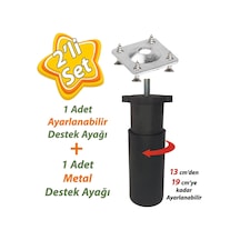 Destek Ayağı 13-19 Cm Siyah Ve Metal Düz Ayak Tabanı M8 Civatalı İnce Diş Mobilya Kanepe Baza Koltuk Seti