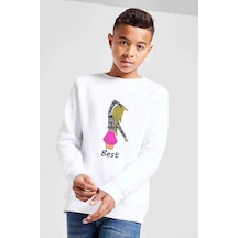 Tshirthane Friends Kalpli Kızlar Best Baskılı Unisex Çocuk Beyaz Sweatshirt Beyaz