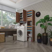 Kenzlife Çamaşır Makinesi Dolabı Sinemmaks Cvz 180 096 30 Banyo Kapaklı Arkalıklı Raflı Çok Renkli