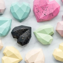 Pinyata Büyük Kristal Kalp Şekilli Pasta Kek Çikolata Kalıbı Geometrik Kalıp Goldcakes