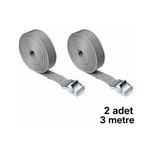 Tr Yük Bağlama Kayışı Metal Tokalı Gri 3 Metre 2 Adet Set