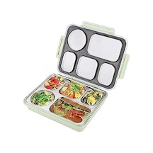 1600ml Lunchbox Tek Katlı 5 Bölmeli Çelik Sefer Tası Yemek Kutusu Açık Yeşil Bakır