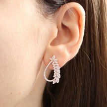 Effective Diamond Işıltı Buklesi Rose Renk Gümüş Küpe
