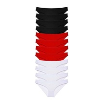 Hubrendy Beru 12 Adet Süper Eko Set Likralı Kadın Slip Külot Siyah Kırmızı Beyaz Çok Renkli