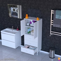 Modilayn İlkim 65 X 138 X 32,5 Cm' Lik Kapak İçi Çift Raflı Ve 3 Çekmeceli Düzen Harikası Dolap Beyaz