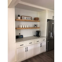 Dekoratif Doğal Ahşap 2'li 55 X 15 X 4 Cm Gizli Aparatlı Raf Ahşap