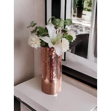 Aynalı Cam Vazo Rose Gold Çok Renkli