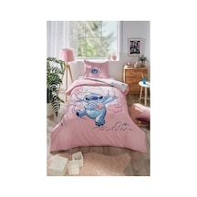 Özdilek Stitch Aloha Tek Kişilik Disney Lisanslı Lastikli Çarşaf Çocuk Nevresim Takımı 7276 Pembe