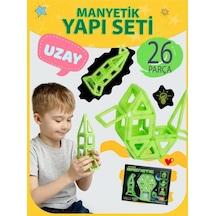 Glow Manyetik Yapı Blokları 26 Parça Karanlıkta Parlayan Eğitici Zeka Oyunu Uzay Seti