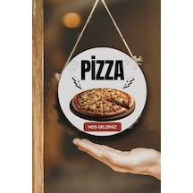 Pizza Salonu İçin Tek Taraflı Hoş Geldiniz Tabelası, Pizza Dükkan Kapı Duvar Tablo Pano Süs Dekor