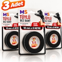 3 Adet Yanmaz Tüylü Bez Bantı Kumaş 18 Mm X 8 Metre Kablo Sarma İzolasyon Bandı Isı Dayanımı 105 C