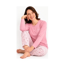 Pierre Cardin Uzun Kollu Modal Pamuk Kadın Pijama Takımı Pembe