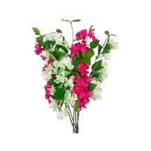 Yapay Çiçek 6dal Mix Begonvil Çiçeği Fuşya Beyaz 80cm Tek Dal Bodrum Çiçeği Sarkan Çiçek