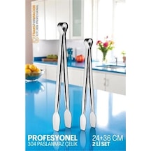 2 Boy Mutfak Maşası - Mangal Barbekü Maşası - Izgara Maşası Tava Maşası Çelik 18 Ve 36 Cm 721809