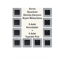 Asyagrup Ovivo Quantum Gümüş Set Priz,komütatör - Çerçeve Dahil