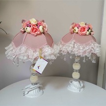 Çiçek Dekorlu Abajur 2 Adet Özel Tasarım Dekoratif Eşya Cc24 Diğer