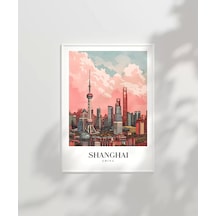 Çerçevesiz Poster Shanghai Gökyüzüne Yükselen Şehir
