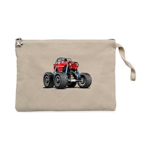 Jeep Canavar kamyon Krem Clutch Astarlı Cüzdan / El Çantası Krem