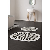 Eko Trend Djt 2 Li Yıkanabilir Kaymaz Taban Oval Banyo Paspas Klozet Takımı 658m Modern Siyah 60 X 100 - 50 X 60