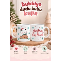 Dudu Bubu Noel Temalı Kupa Kırmızı Kırmızı