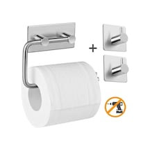 Deltahome Paslanmaz Çelik Tuvalet Kağıtlığı Standı + 2 Askılık Inox