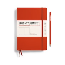 Leuchtturm1917 Doğal Renkler Serisi Not Defteri, Orta Boy A5 , Sert Kapak, 251 Numaralandırılmış Sayfa, Düz, Tilki Kırmızısı Kırmızı
