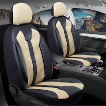 Audi E-tron Lüx Deri Detaylı Oto Koltuk Kılıfı Ön Arka Takım Vista Bej Siyah