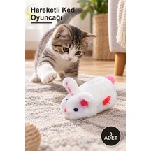 3 Adet Kurmalı Peluş Tavşan Oyuncak Hareketli Kedi Oyuncağı