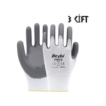 Beybi Polyester-nitril İş Eldiveni Pn72 No: 10 Gri - 3 Çift